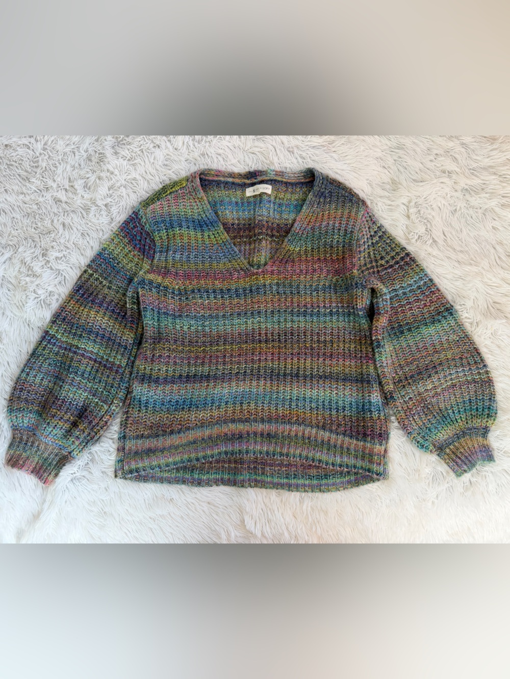 Loft…..V-Neck Multicolor Knit Sweater - Women